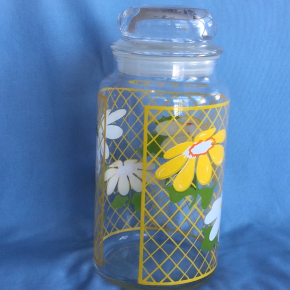HILDI jar, lattice and Daisies, made by Anchor Hocking in the 1970’s. - Picture 3 of 7